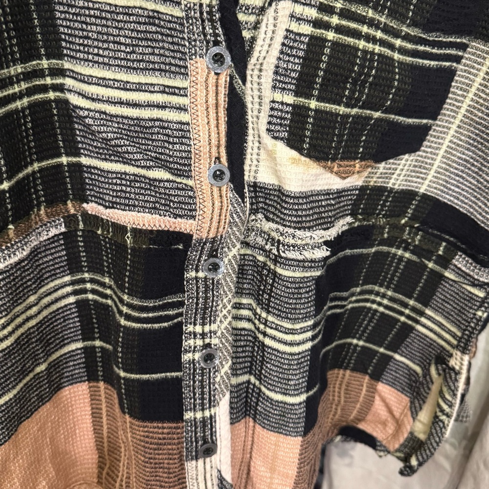 NWT Free People We The Free Cozy In Plaid Shirt - Black And White Combo - XS - Picture 9 of 12
